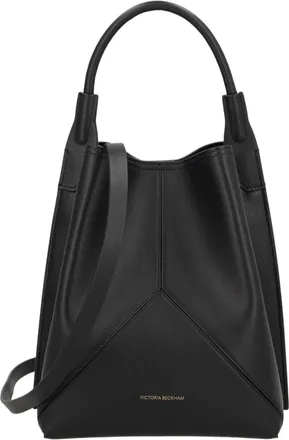 Victoria Beckham Structured Black Bucket Bag With Geometric Panel Design