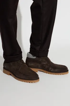 Eleventy Leather Ankle Boots, Mens, Brown
