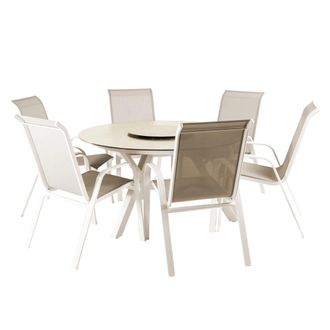 ED&Egrave;N JARD&Iacute; Conjunto de mesas y sillas de exterior resistente al agua crema