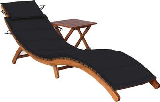 vidaXL Vidaxl - Tumbona De Jard&iacute;n Con Mesa Y Coj&iacute;n Madera Maciza De Acacia