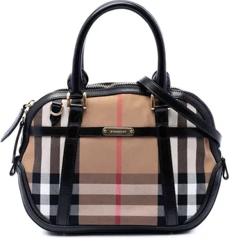 Burberry Pre-owned Burberry Small Leather Trimmed House Check Canvas Bridle Orchard Satchel Ladies JRHEYDWWA3HMDA0B