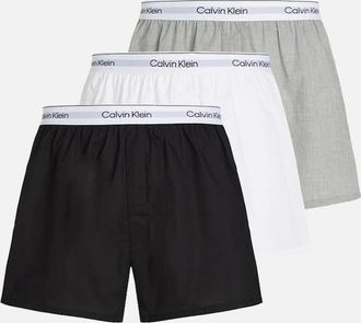 Calvin Klein Mens Calvin Klein 3-Pack Icon Cotton Stretch Slim Boxer Shorts, Black/White/Grey Heather - Size: 32/33/32