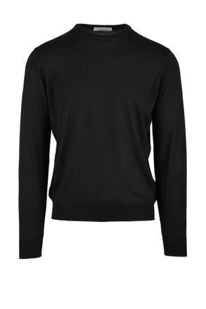 FILIPPO DE LAURENTIIS Black Merino Wool Mens Crew Neck Sweater