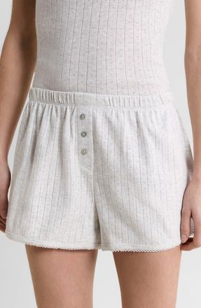 Etam Katell Pointelle Cotton Pajama Shorts in Grey at Nordstrom, Size X-Small