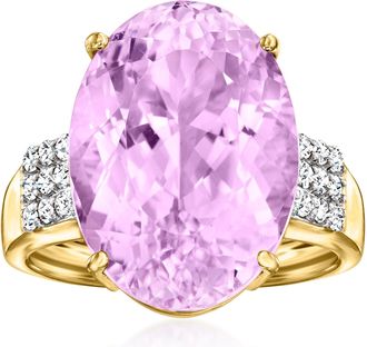 Ross-Simons Kunzite Ring With. Diamonds in 14kt Yellow Gold