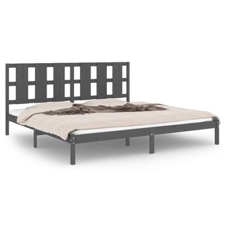 Berkfield Home Bed Frame Grey Solid Wood Pine 200x200 cm