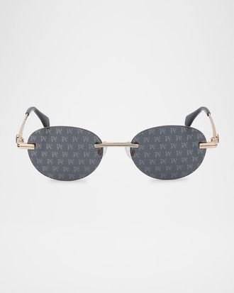 Palm Angels Crystal Metal Oval Sunglasses