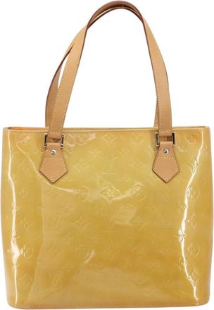 Louis Vuitton Houston Handbag Monogram Vernis Beige Patent_Leather Handbag (Pre-Owned)