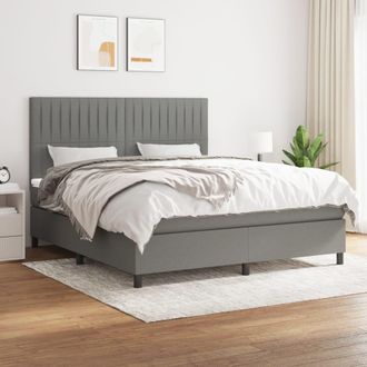 vidaXL Vidaxl - Cama Box Spring Con Colch&oacute;n Tela Gris Oscuro 160x200 Cm