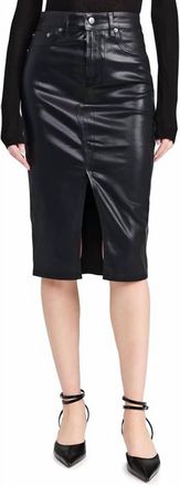 Veronica Beard Breves Coated Midi Skirt In Black High Gloss