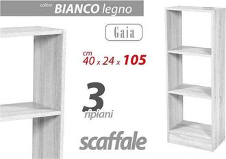Trade Shop Trade Shop - Libreria 3 Ripiani Scaffale 105x40x24cm Mensole In Legno Bianco Moderno 768934