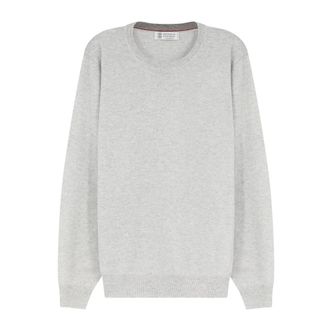 Brunello Cucinelli Jersey de Cuello Redondo de Cachemira - Knitwear - Hombre - Gris - 4XL