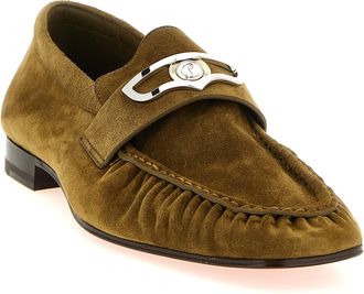 Christian Louboutin Mens Brown Calfskin Slip-On Loafers