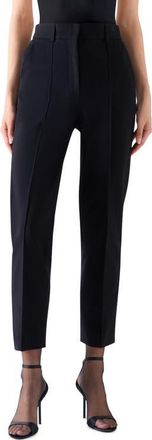 Akris Ferry Pintuck Tapered Jersey Pants in Black at Nordstrom, Size 14