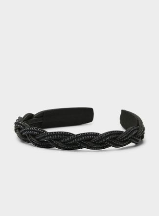 Simons Womens Studded faux-suede braided headband