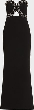 Rebecca Vallance Nyx Strapless Diamante-Trim Column Gown