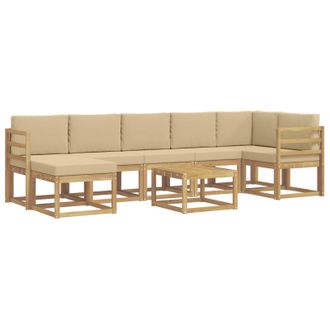 vidaXL Conjunto De Sof&aacute;s De Exterior Con Coj&iacute;n 8 Pcs Y Beige Poli&eacute;ster Vidaxl