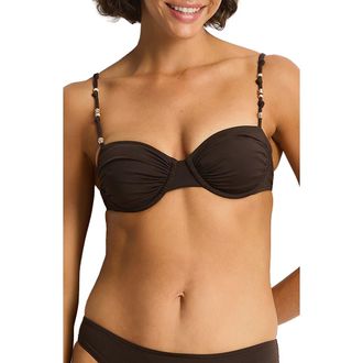 Sea Level Australia De Luxe Ruched Underwire Bikini Top in Espresso at Nordstrom, Size 10