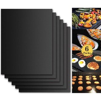 OEM Tapetes Para Parrilla Bbq (juego De 6) 40 X 33 Cm Para Asar Y Hornear. Tapete Antiadherente Para Parrilla Bbq. Tapetes Extra Grandes De Aluminio Para 