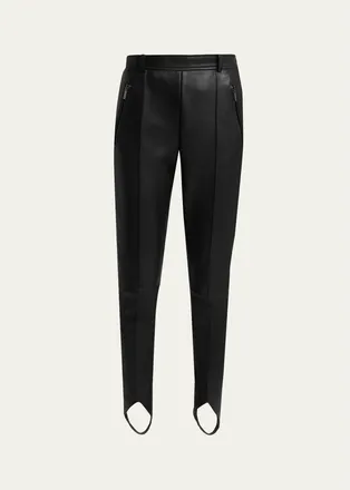 Balmain Leather Slim-Leg Stirrup Leggings