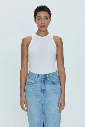 Pistola Denim Blake Crewneck Bodysuit In Le Blanc