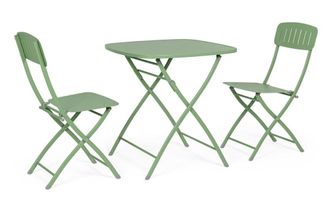 BIZZOTTO Juego de mesa plegable y 2 sillas de acero verde