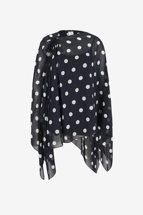 Marina Rinaldi Lang&auml;rmelige Bluse mit U-Boot-Ausschnitt gepunktet