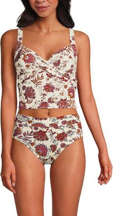 Lands End Sweetheart Wrap Midkini Top in Egret White Ornate Floral at Nordstrom, Size 16