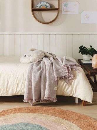 benuta Manta de algod&oacute;n morado 130x170