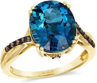Le Vian 14K 5.07 Ct. Tw. Diamond & Deep Sea Blue Topaz Cocktail Ring