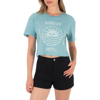 Hurley Bliss Boxy Crop Cotton Graphic T-Shirt in Reef Waters at Nordstrom Rack, Size X-Small