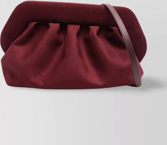 Themoir&egrave; detachable strap pleated suede clutch