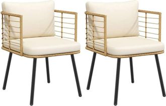 vidaXL Vidaxl - Sillones De Jard&iacute;n Con Cojines 2 Uds Rat&aacute;n Sint&eacute;tico Natural
