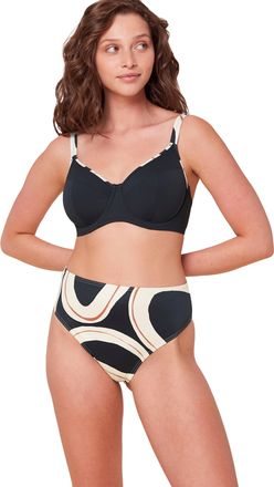 Triumph B&uuml;gel-Bikini-Top TRIUMPH Summer Allure W sd 01, Damen, Gr. 38, Cup D, schwarz, Microfaser, Elasthan, Recycling-Polyamid, unifarben mit Farbeins&auml;tzen, 