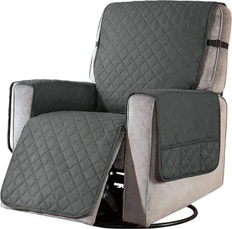 OEM Funda Acolchada Para Sill&oacute;n Reclinable - Protector Antideslizante Para Mascotas - 1 Plaza - 100 % Poli&eacute;ster - Lavable A Mano - Gris Oscuro