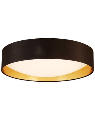 Eglo Eglo Orme Integrated Led 20 Ceiling Light With Black & Gold Fabric Shade With White Acrylic Diffuser