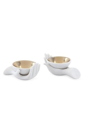 Jonathan Adler Eve Salt & Pepper Cellars Set in White /Gold at Nordstrom