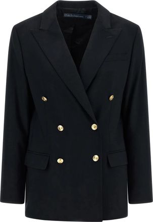 Polo Ralph Lauren Double-Breasted Wollen Cr&ecirc;pe Blazer - Dames - Blazers - Blauw - XL - Wol - Jassen