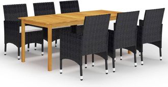 vidaXL Juego De Comedor De Jard&iacute;n De 7 Piezas Negro Vidaxl