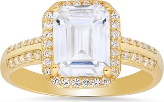 Queen Jewels Sterling Silver Emerald Cut CZ Ring in Gold at Nordstrom Rack, Size 10