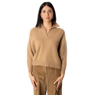 Max Mara V-neck Knitwear, female, Brown, Size: M Maglia a V