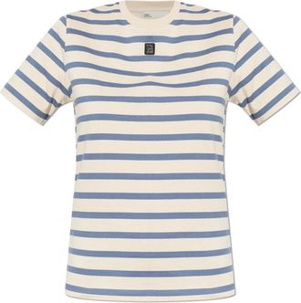 Tory Burch Gestreepte Katoenen T-shirt - Dames - T-shirts - Blauw - M - Katoen - Tops
