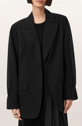 AllSaints Alassett Oversize Blazer in Black at Nordstrom, Size 8 Us