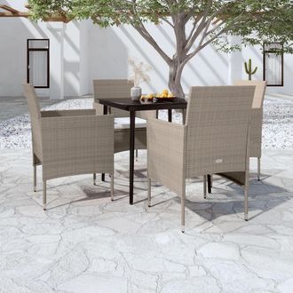 vidaXL Vidaxl - Juego De Comedor De Jard&iacute;n 5 Piezas Con Cojines Beige Y Negro
