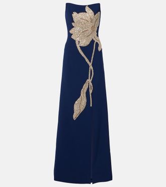 Costarellos Fara crystal-embellished cr&ecirc;pe gown