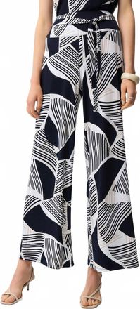 Joseph Ribkoff Geometric High Waist Wide Leg Pants In Vanilla/multi