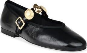 Dolce Vita Relan Mary Jane Ballet Flat in Black Leather at Nordstrom Rack, Size 8.5