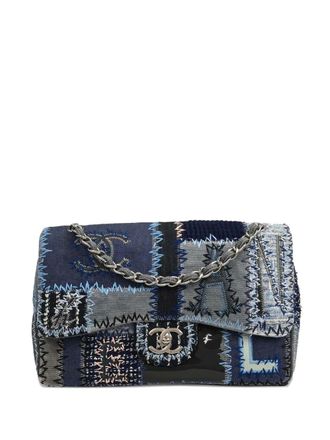 Chanel 2014-2015 tweed patchwork flap shoulder bag - women - Wool/CALFSKIN - One Size - Blue
