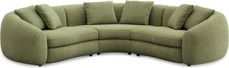 Castlery Fable Sectional Sofa Customized, (Washed Chenille) Moss, Machine Washable, Ultra Deep Seats for Sofas, Castlery Brand