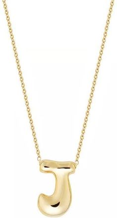 Jane Basch Puffed Initial Pendant Necklace in Gold - J at Nordstrom